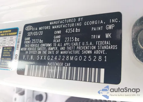 2021 Kia K5 Lx from USA, damaged, VIN 5XXG24J28MG025281